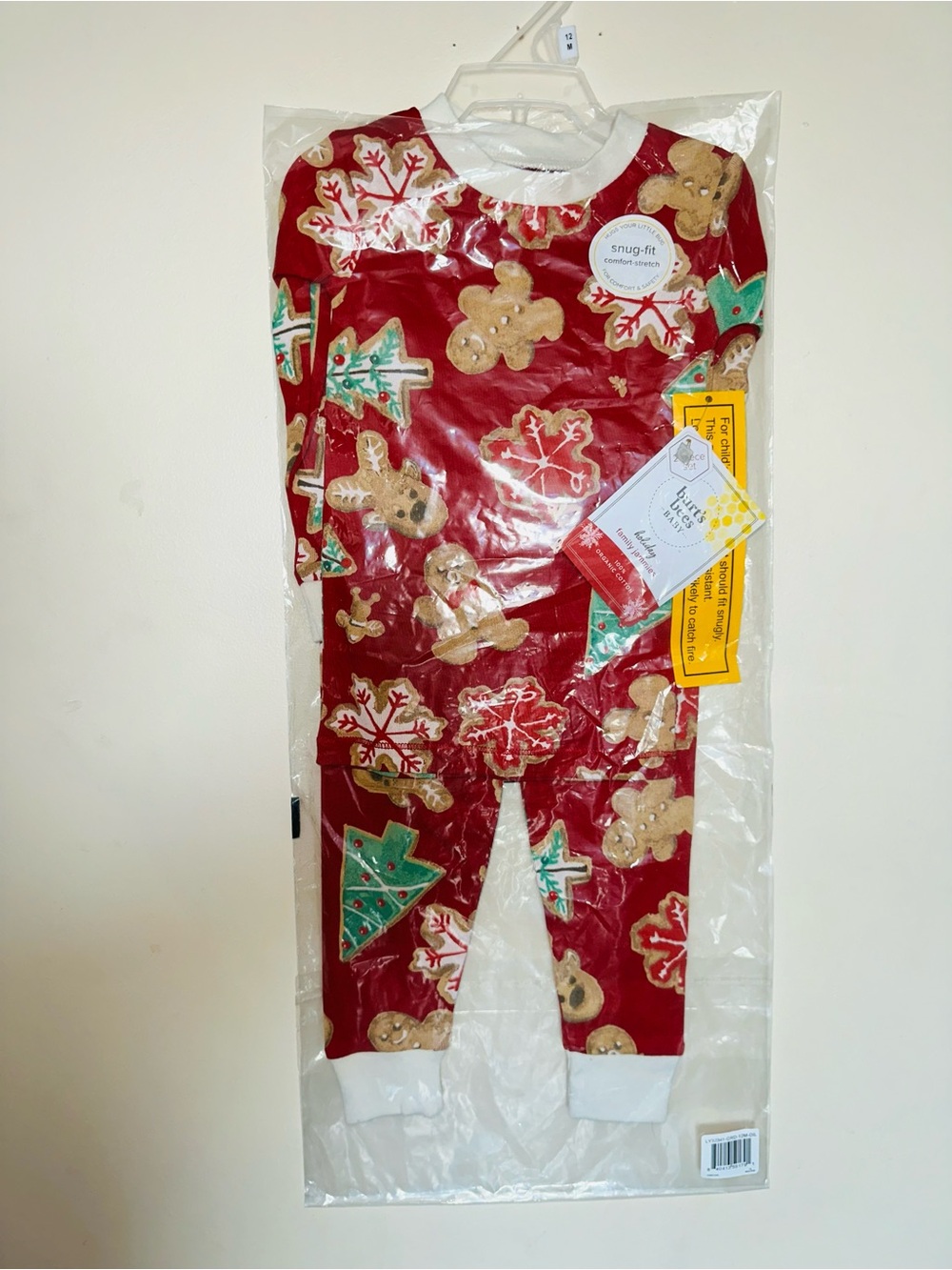 Holiday Burt's Bees Red Gingerbread & Tree Snug-Fit Kids Pajama Set